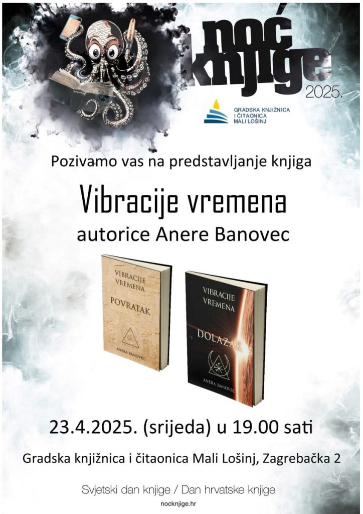 promocija Noć knjige Knjiga svima i svuda Vibracije vremena Mali Lošinj SF roman Dolazak Povratak Anera Banovec