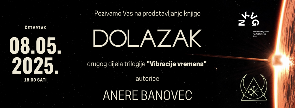 promocija Dolazak druga knjiga iz serijala Vibracije vremena Sisak knjižnica Anera Banovec SF roman
